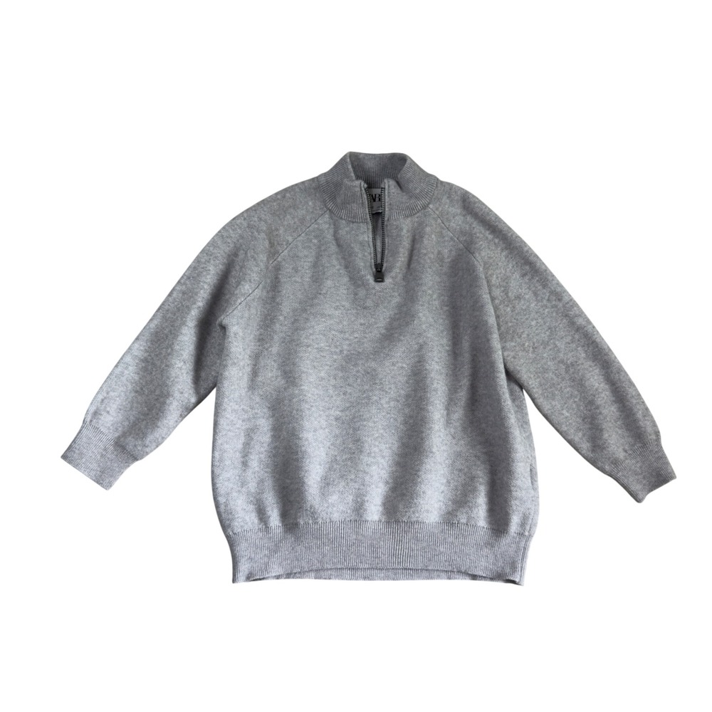 Zara Kids Gray Quarter Zip Pullover Sweater Mock Neck Knit Size 6-7 120cm